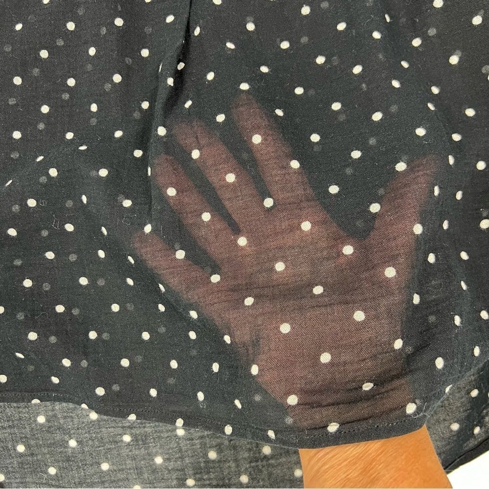 Madewell Black White Polka Dot Shirred 3/4 Sleeve Popover Peasant Blouse Medium - Picture 6 of 9